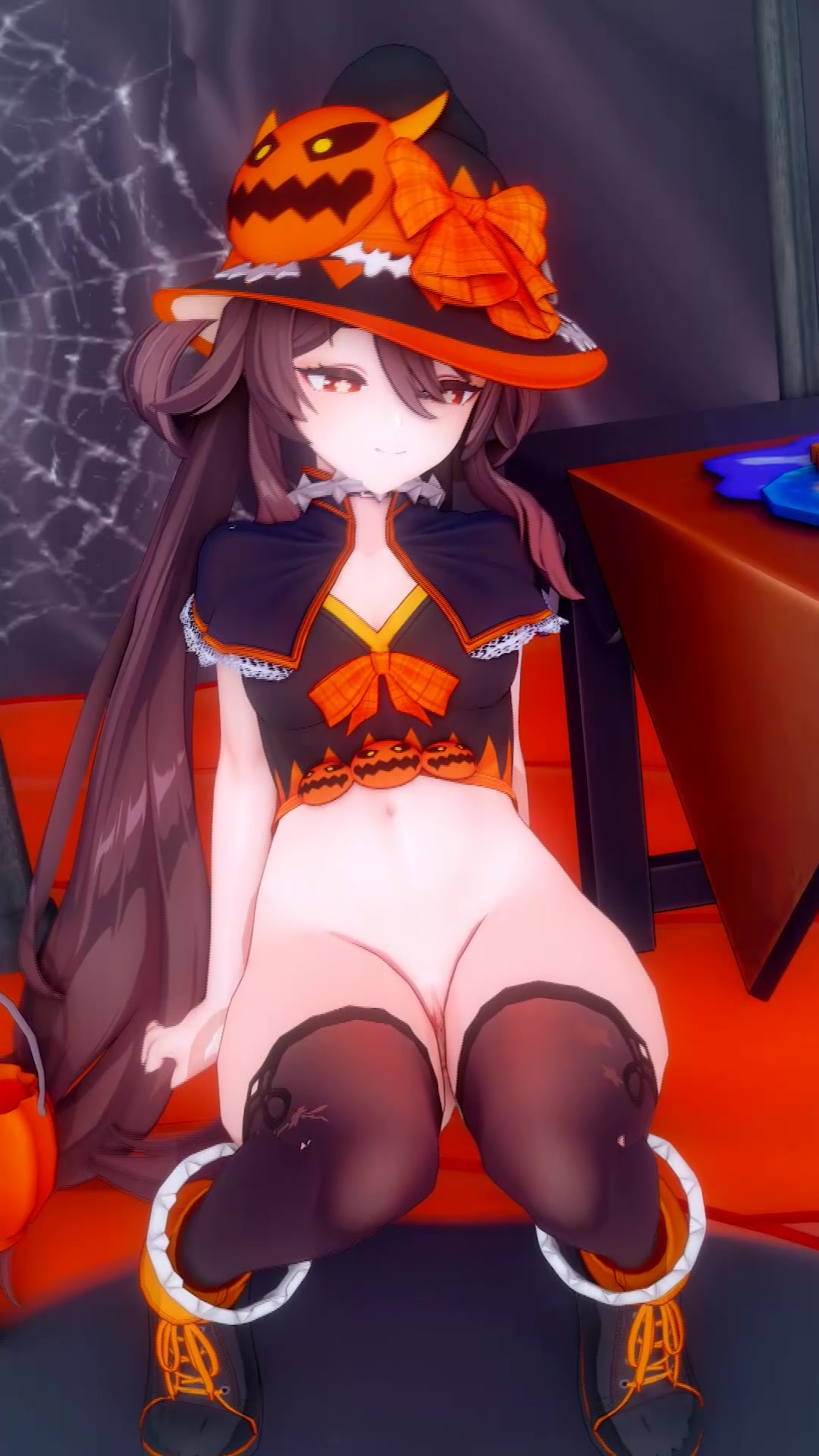 ху тао веселится на хэллоуине