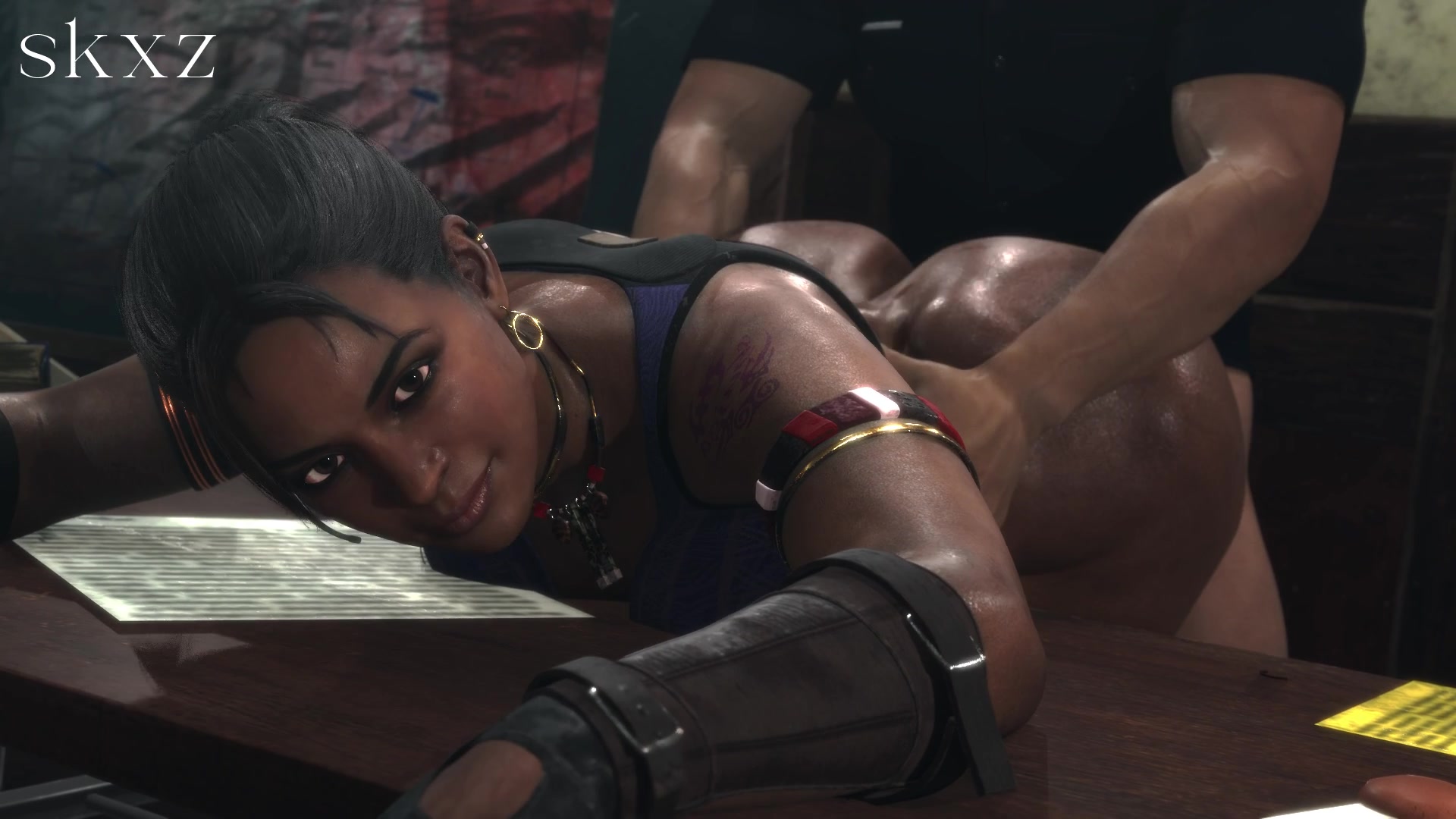 Gefangene schulmädchen-futa-tentakel-szene auf dem tisch