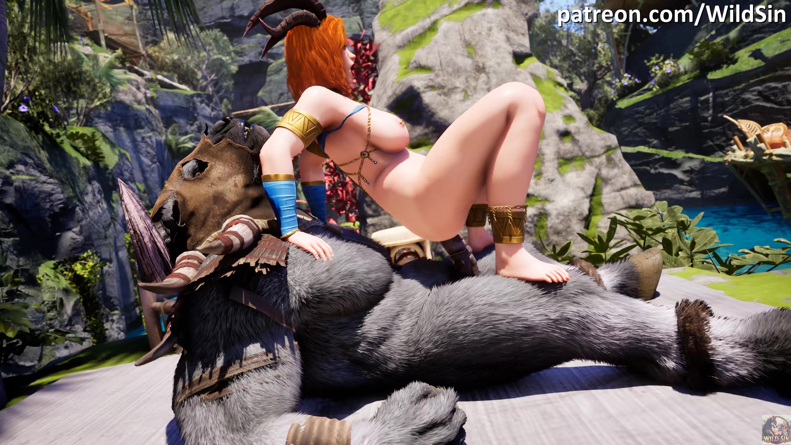 Minotauro fode analmente a rainha súcubo