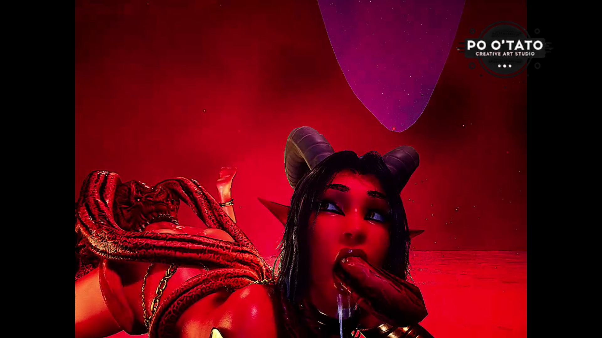 дикий 3d-ритуал суккуба с щупальцами