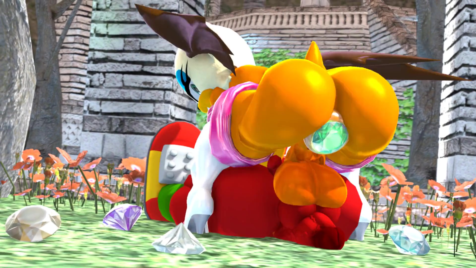 नकल्स रूज को जोर से चोद रहा है