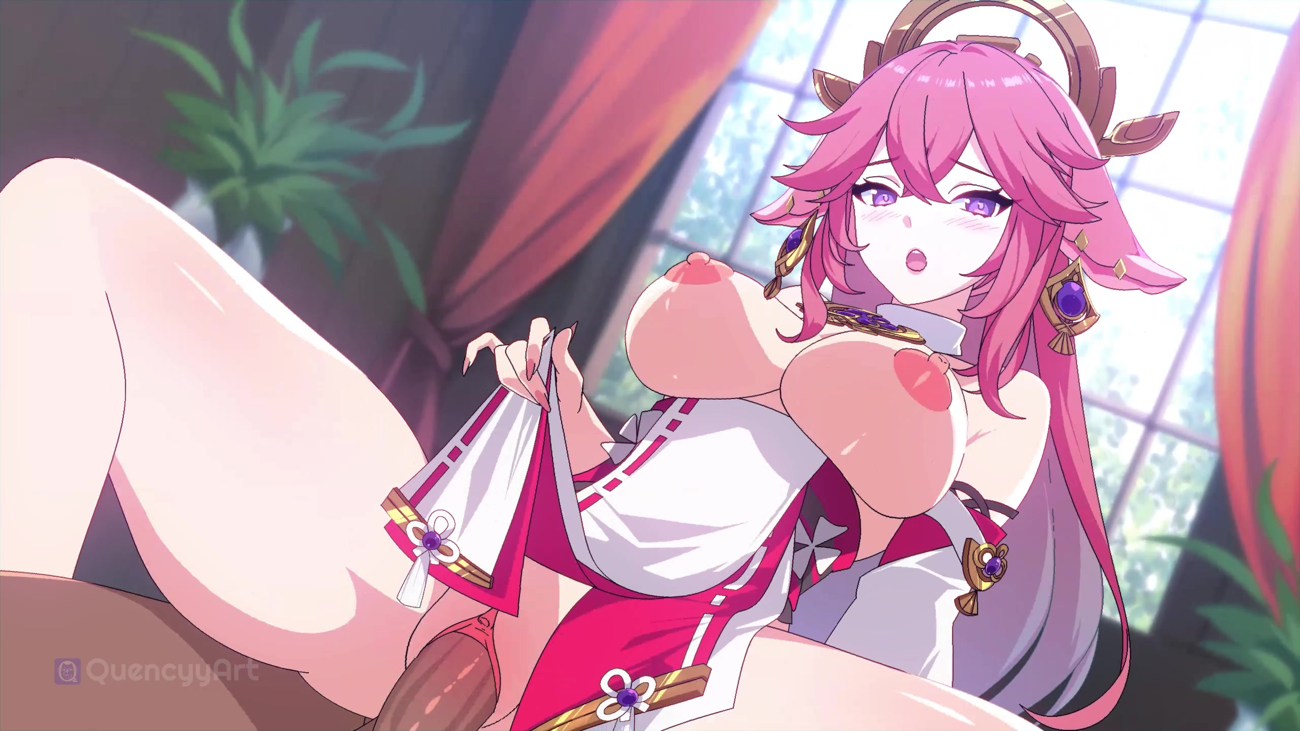 эротическое искусство яэ мико [genshin impact] от quencyyart