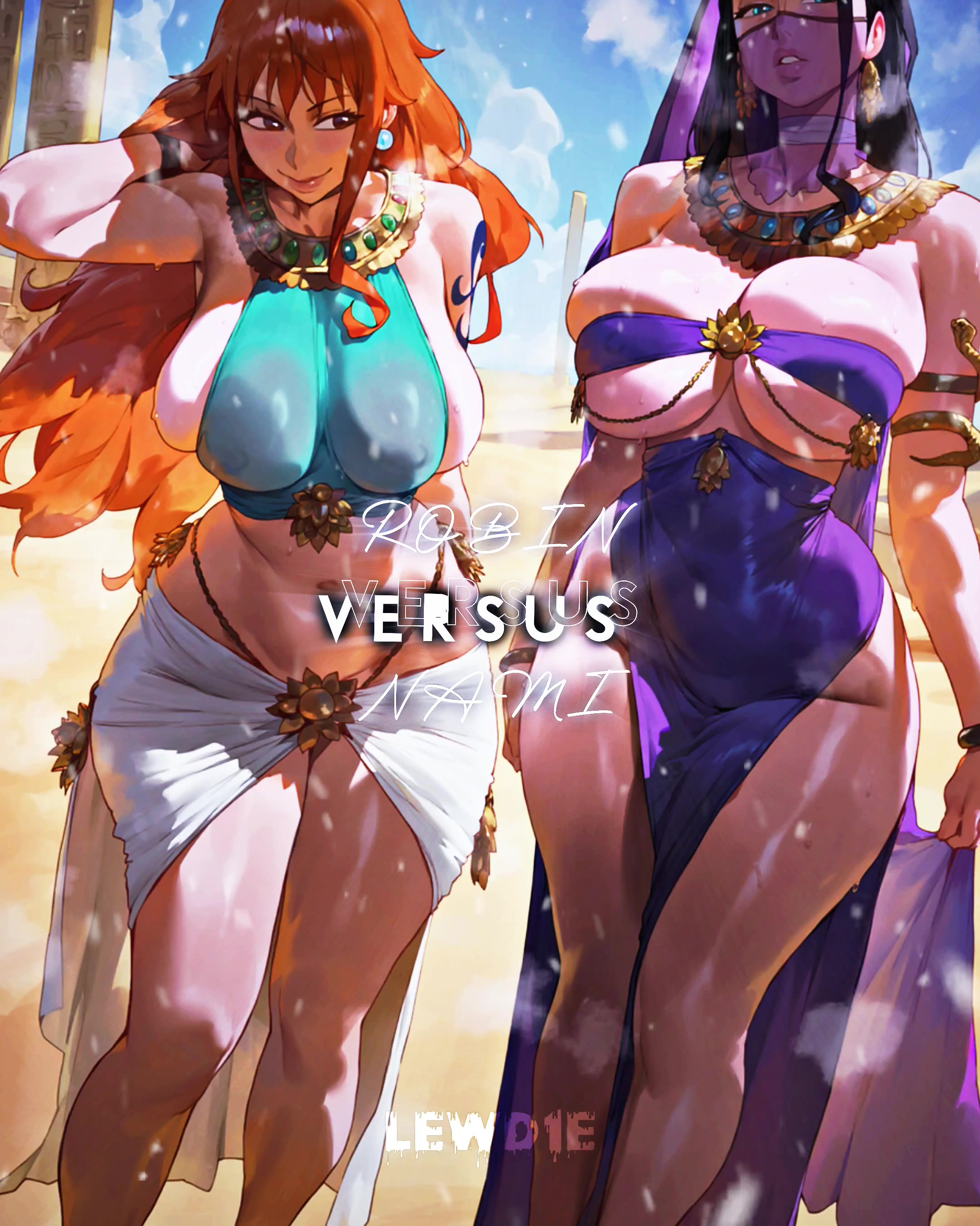 эротическое противостояние нико робин и нами с футанари и щупальцами