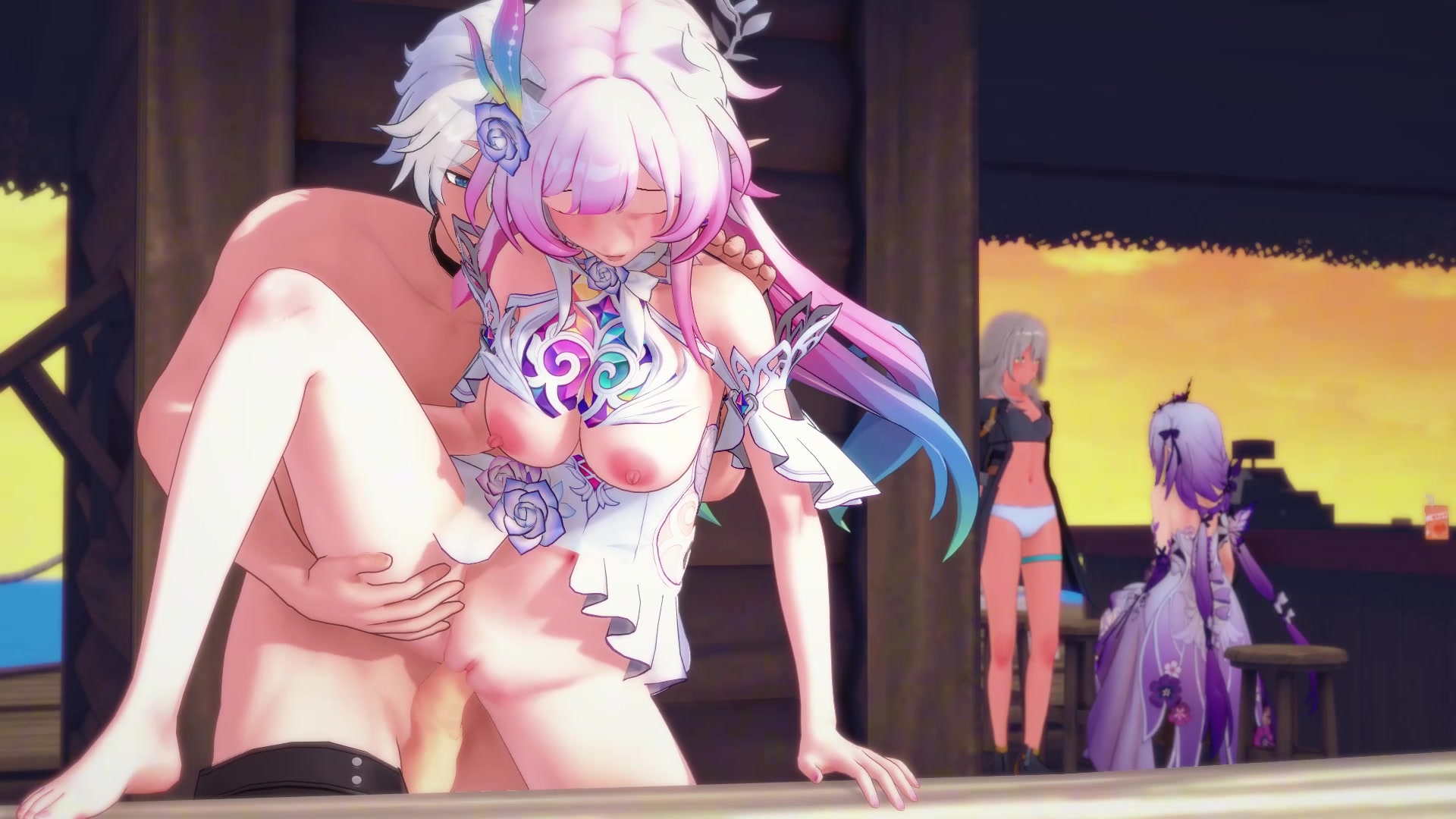 школьница сирена и фейнон тайком играют в футанари с щупальцами