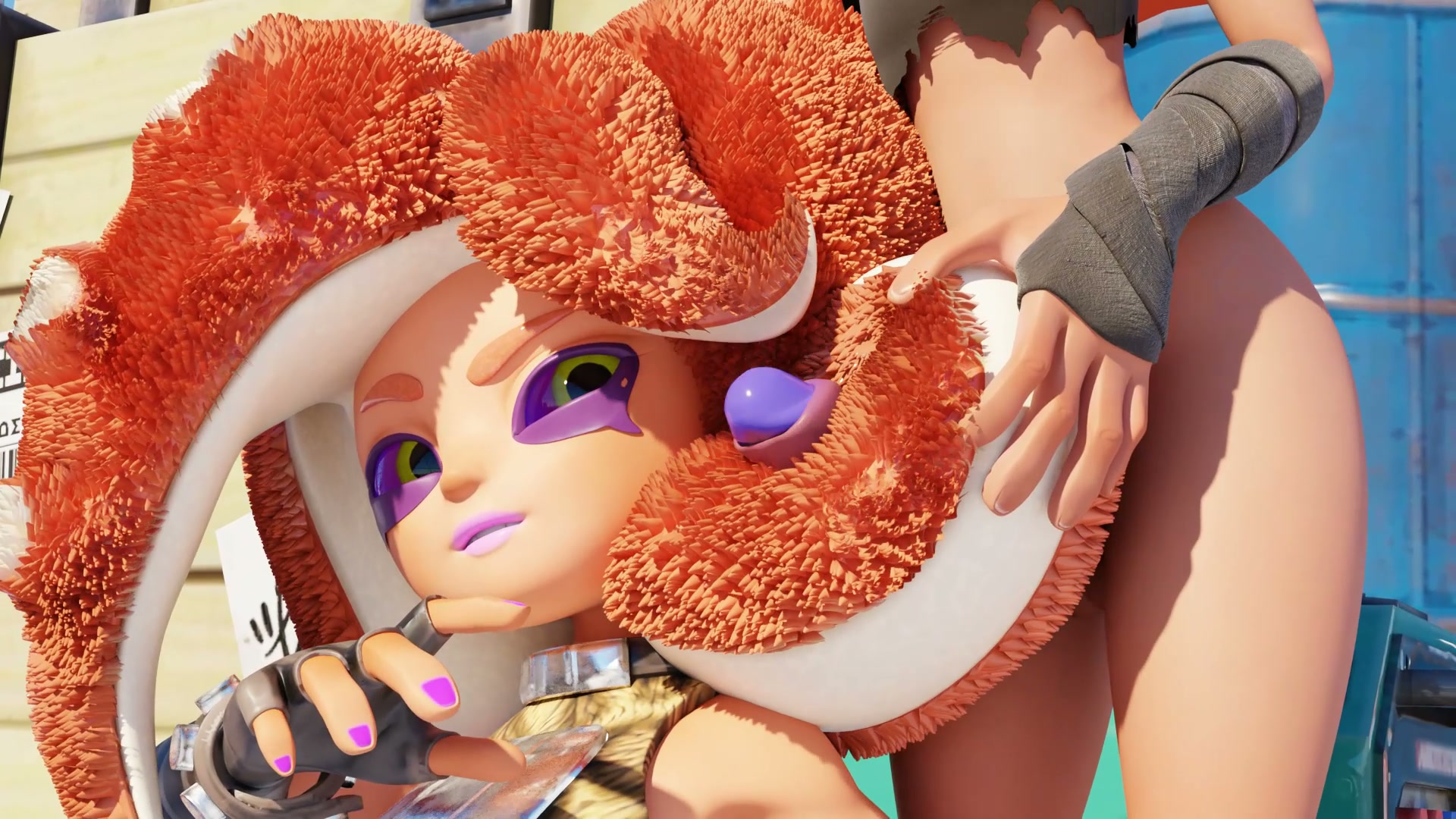 мохнатая футанари-школьница с щупальцами и эротическим прикосновением