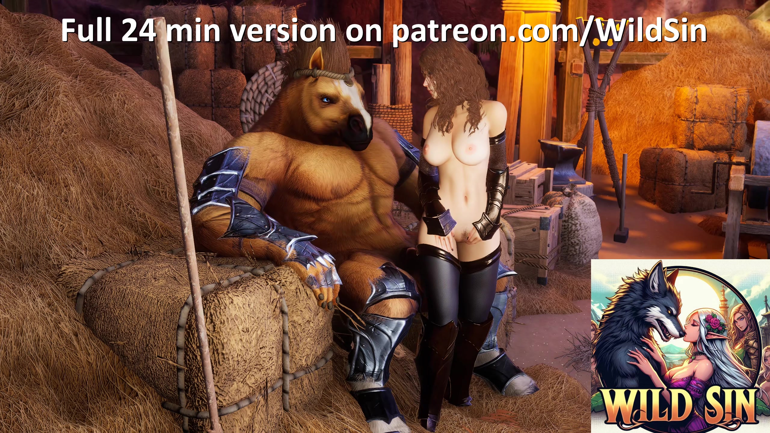 чёрная рыцарская девушка с конным рыцарем