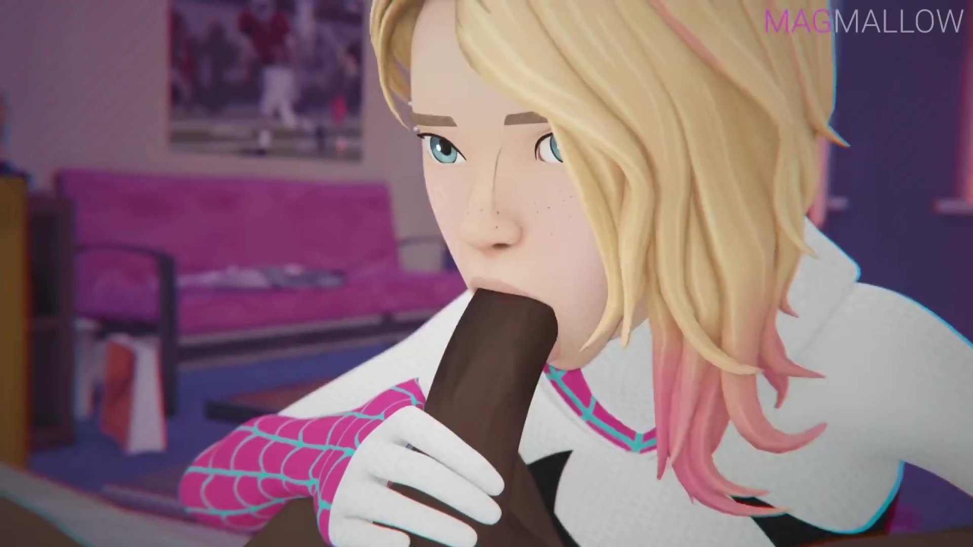 スパイダーマンマイルズ・モラレスがオナニーしてからグウェン・ステイシーの淫らなセックス