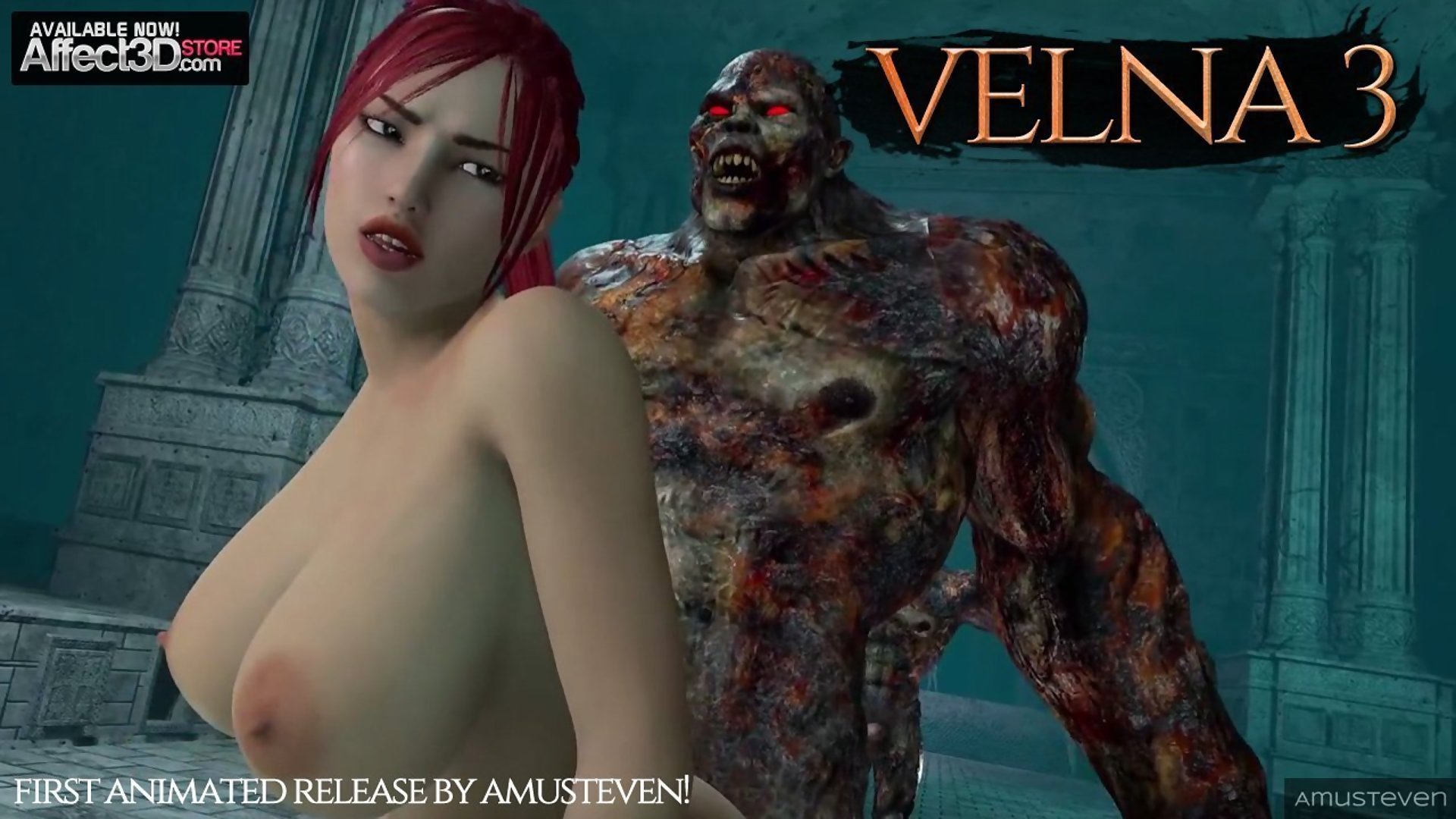 Sexo 3d com gata ruiva de seios grandes