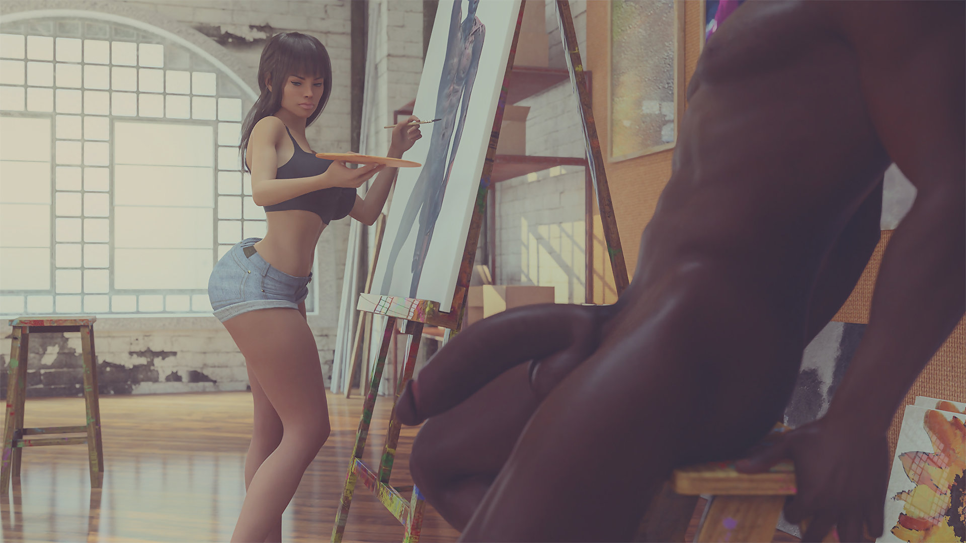 طالبة فنية ممتلئة تركب زبًا أسود ضخمًا للعارض