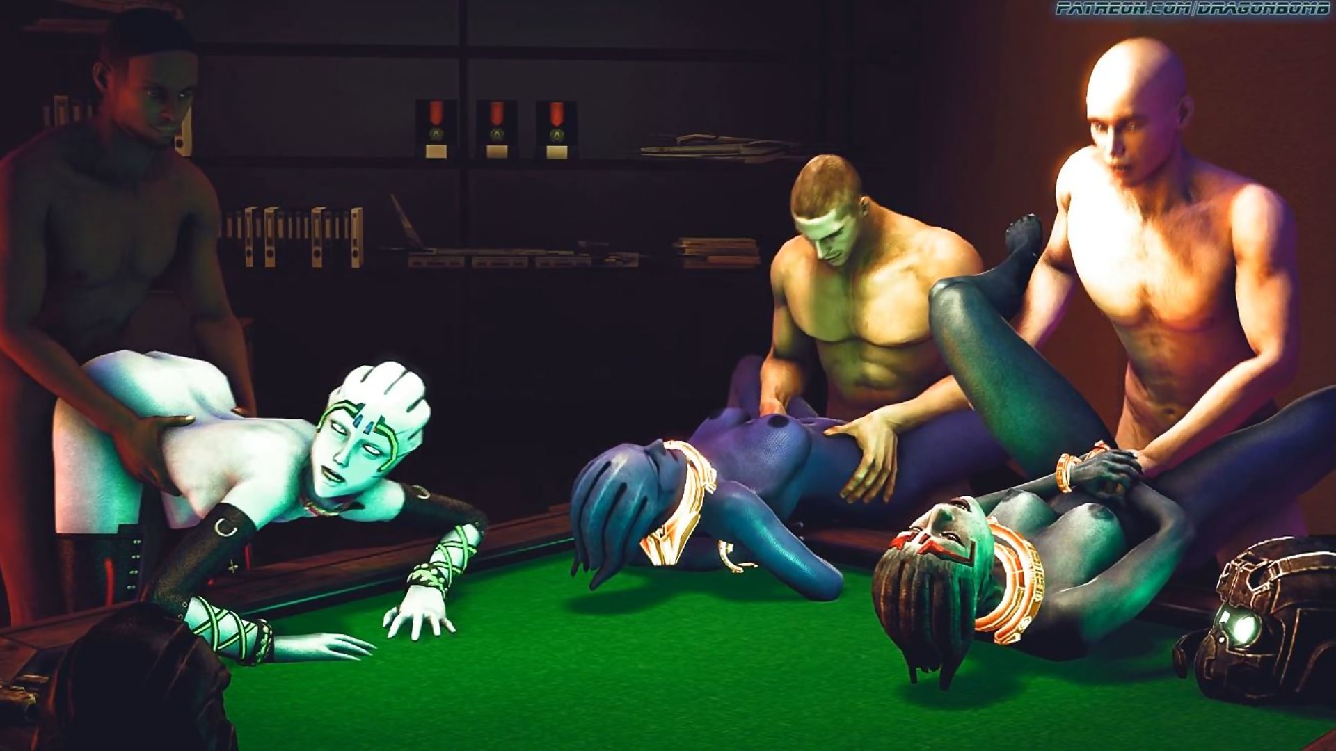 Asari vagabundas alienígenas capturadas em invasão de sexo em grupo...