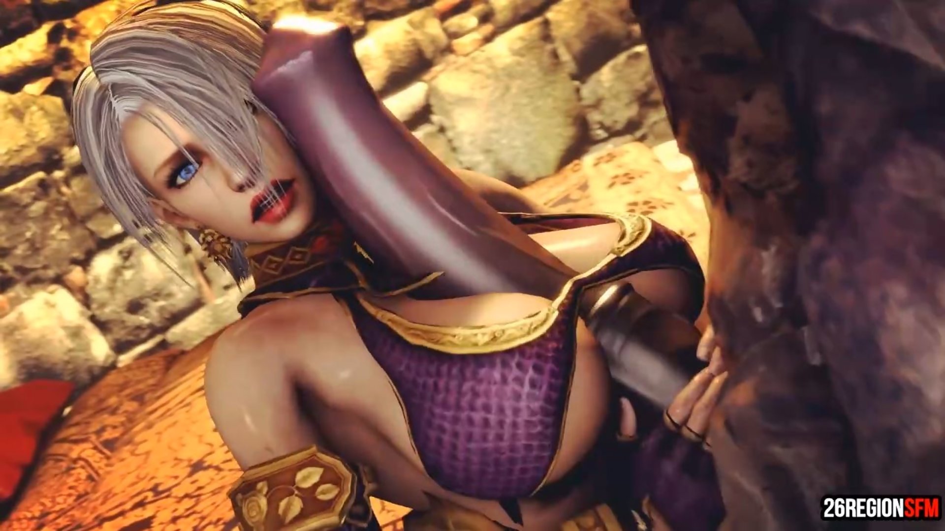 Monster demon cock splits busty slave girl