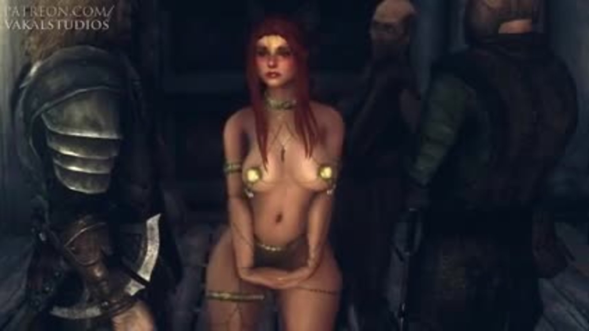 Slutty redhead tavern girl dances for cash