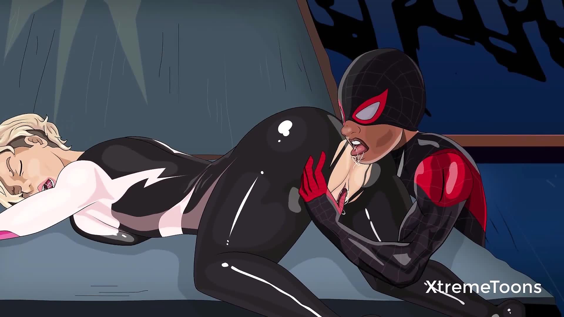 Miles morales and gwen stacy fuck hard outside on a car