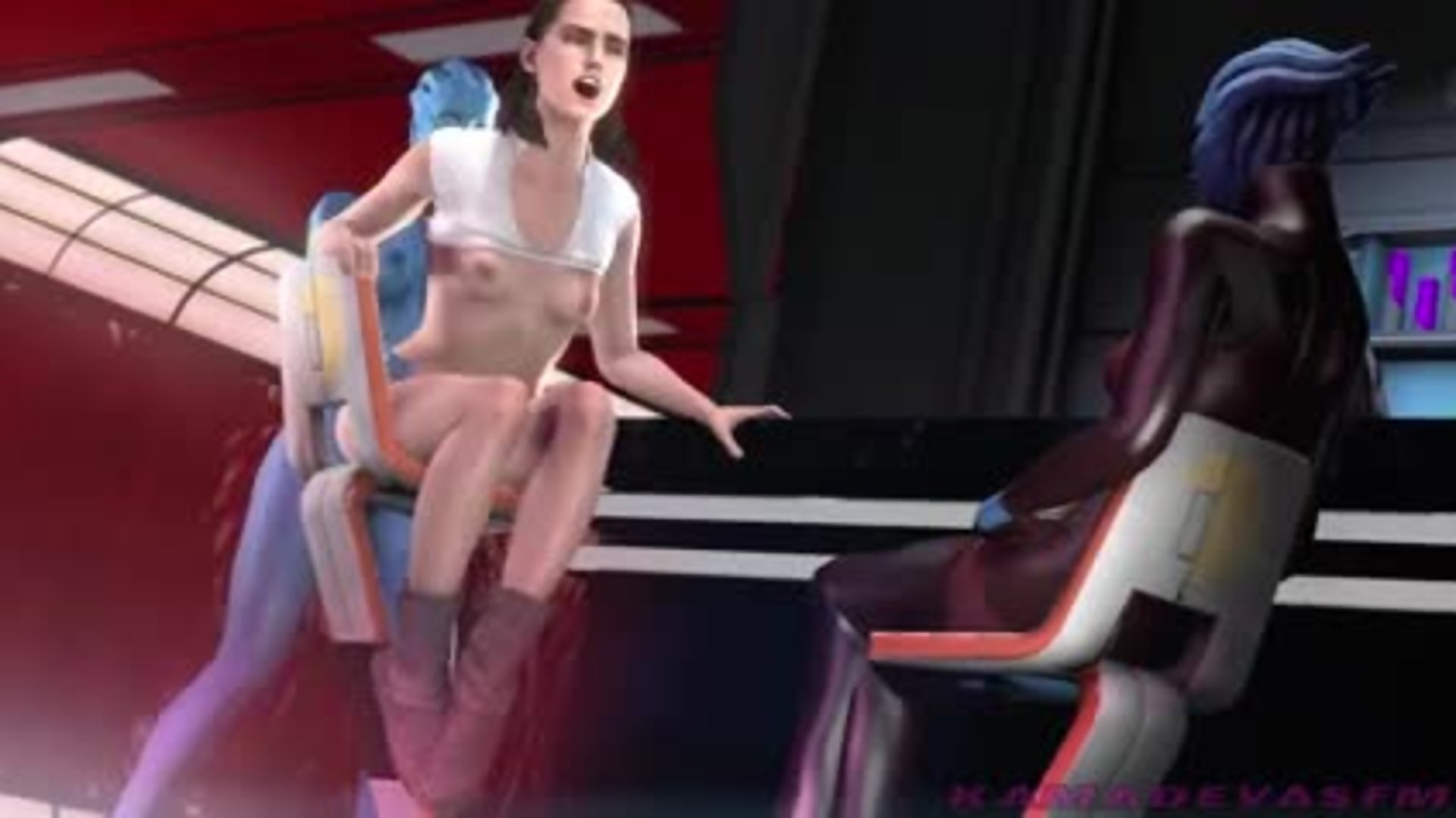 A alienígena liara t'soni dá a rey um anal público brusco