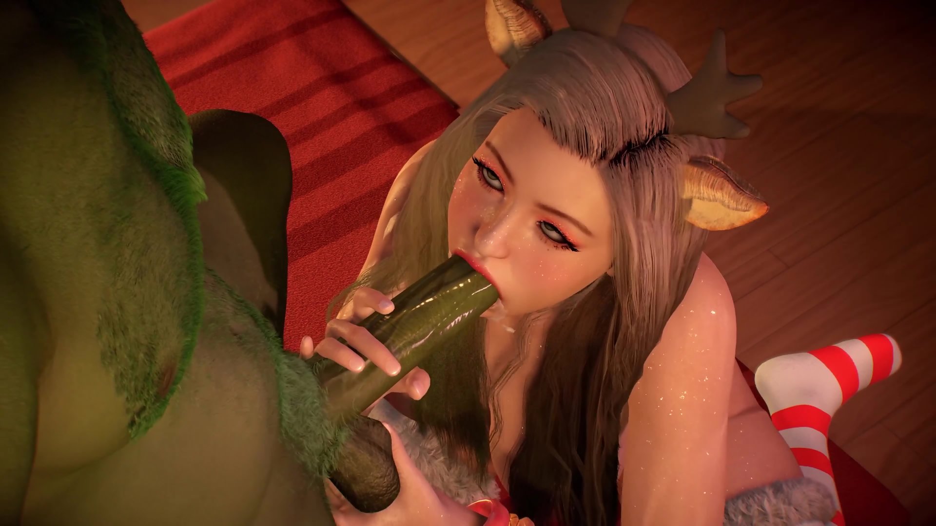 La bite verte du grinch baise l’elfe du père noël