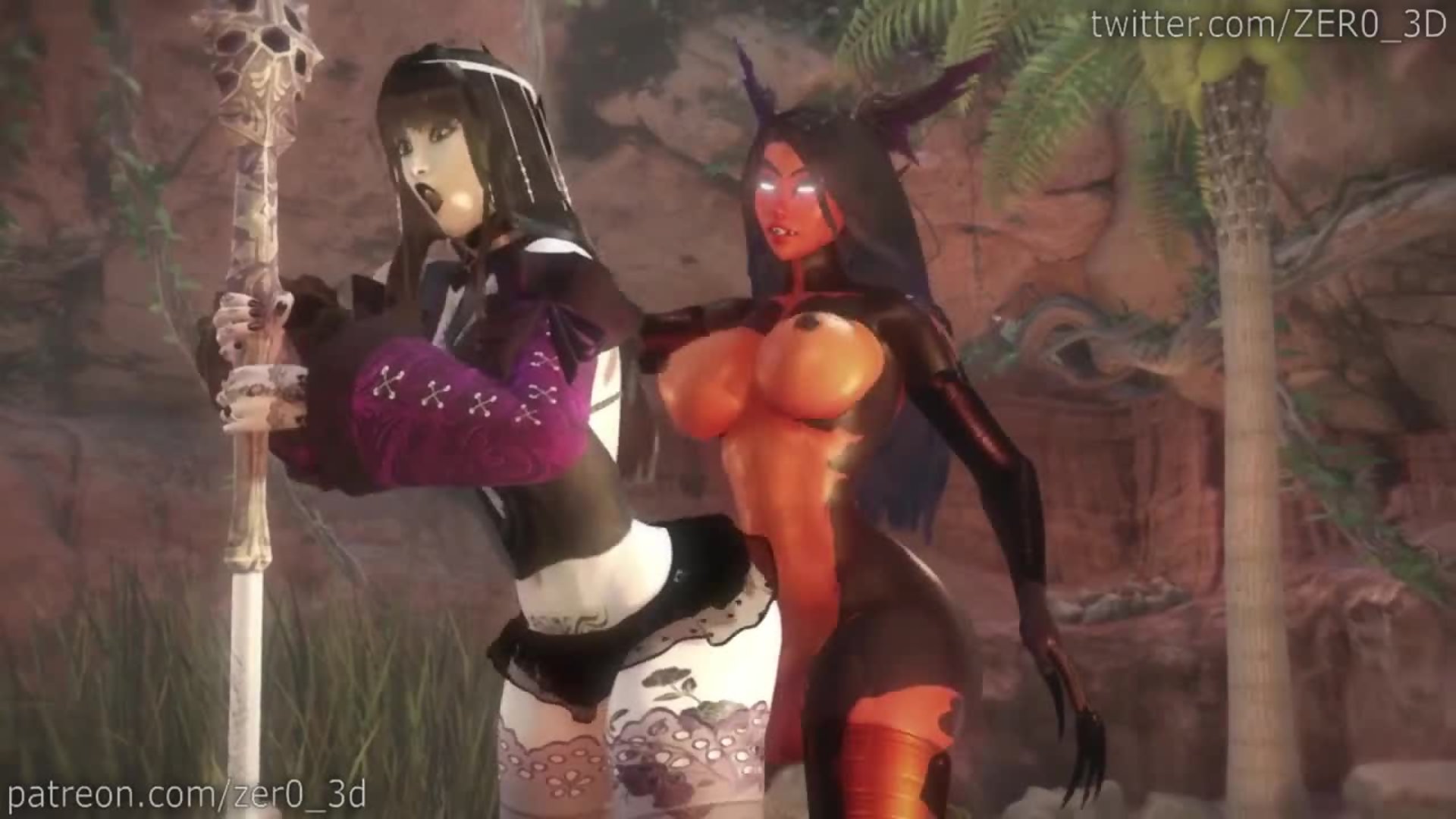 कामकर्मी: गॉथिक लड़की राक्षसी सकुबस फुता लिंग पर सवारी करती है