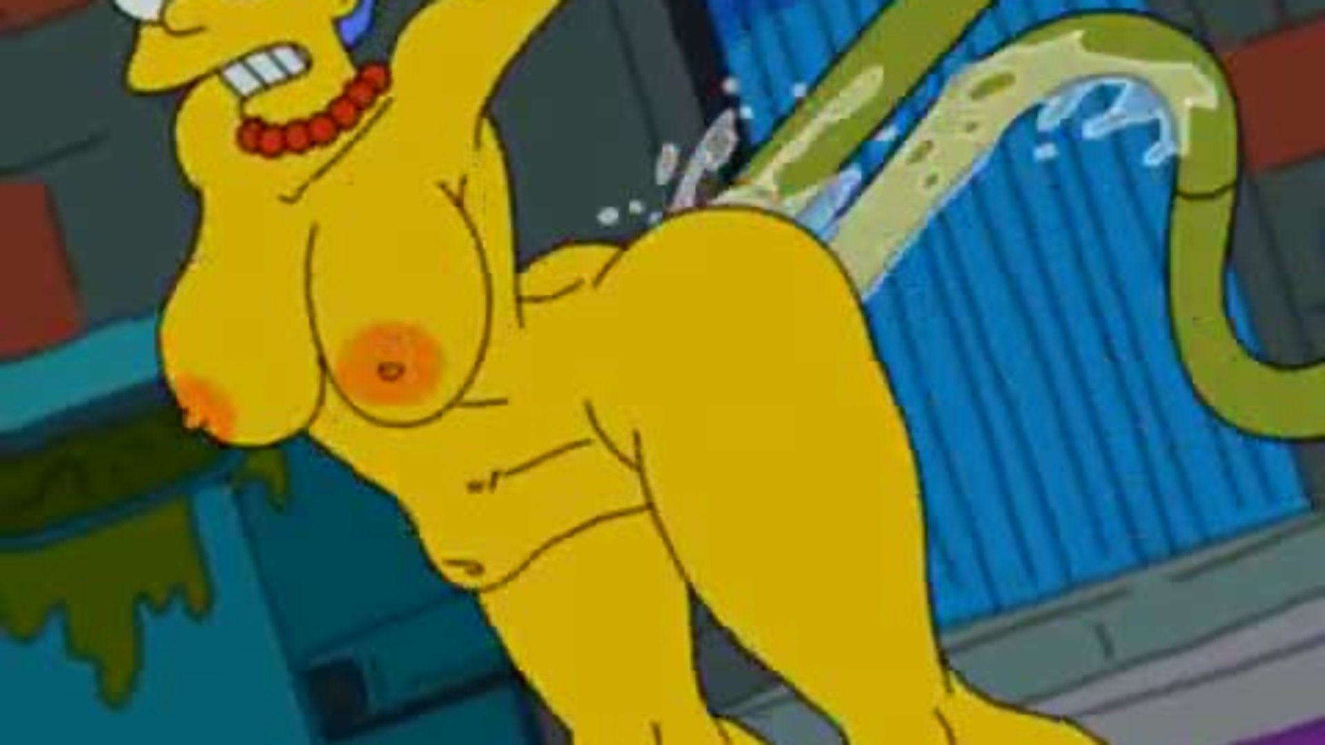 Tentáculos alienígenas engravidam marge simpson no beco