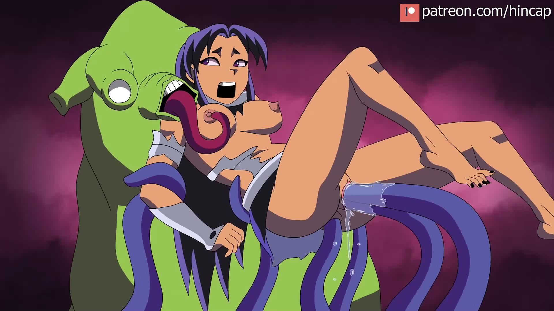 Blackfire hentai dp by slime tentacles