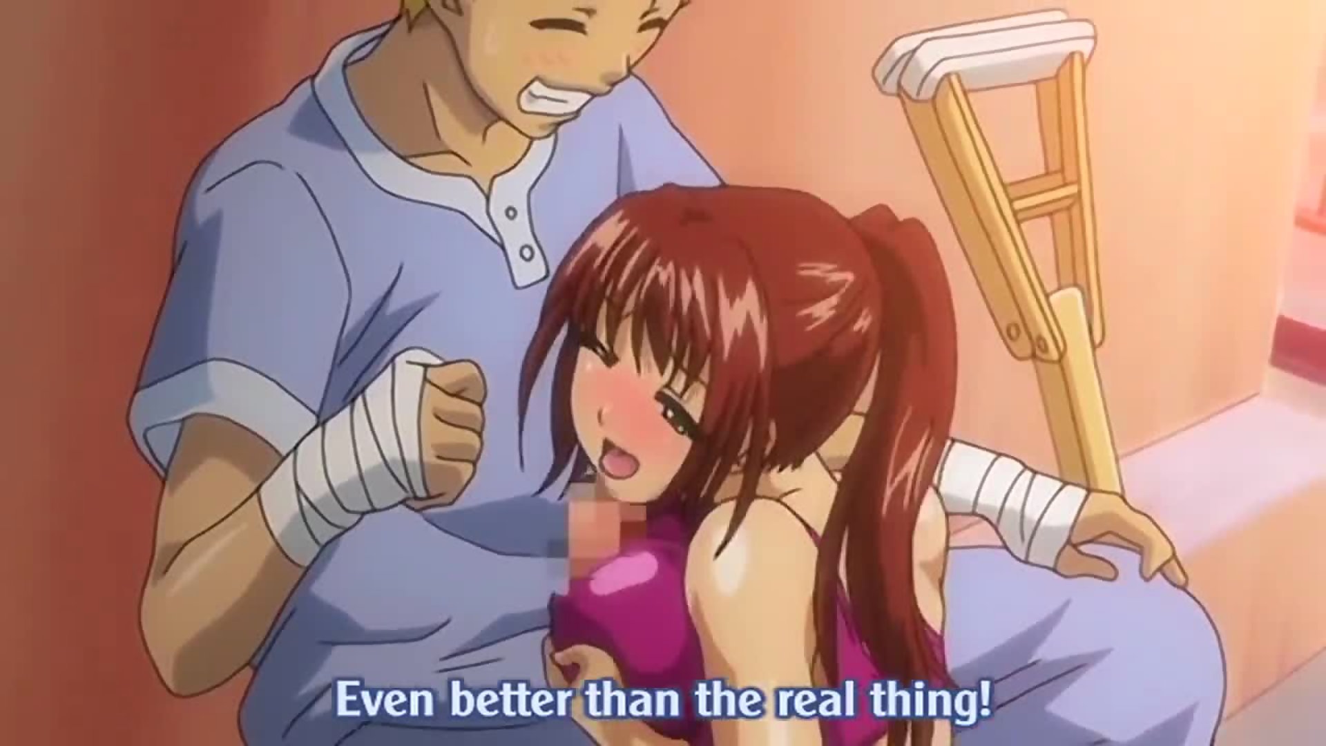 فتاة أنمي حمراء الشعر في مايوه تضاجع بالمستشفى