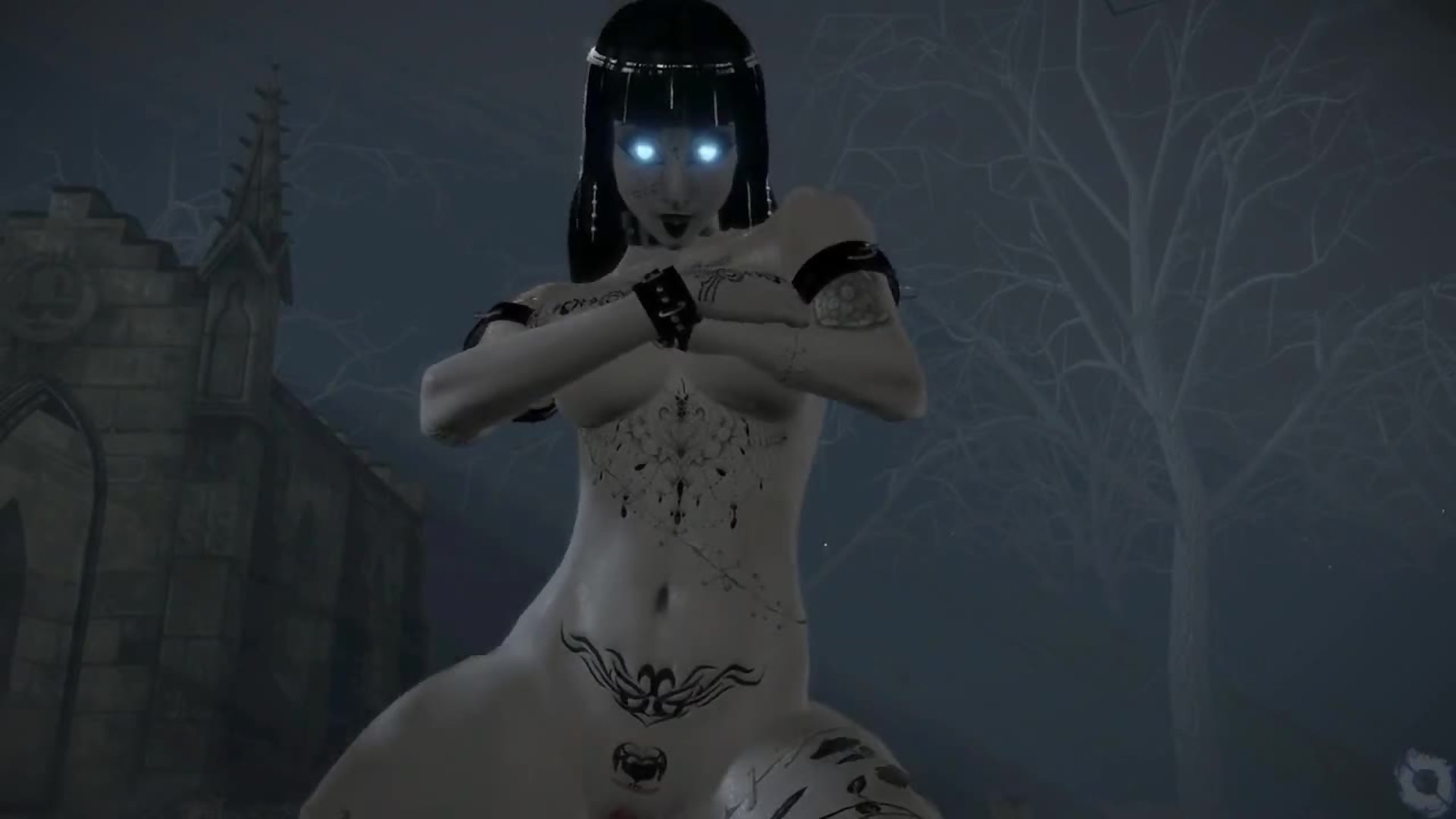 3dゴス少女が墓地でチ○ポに跨る