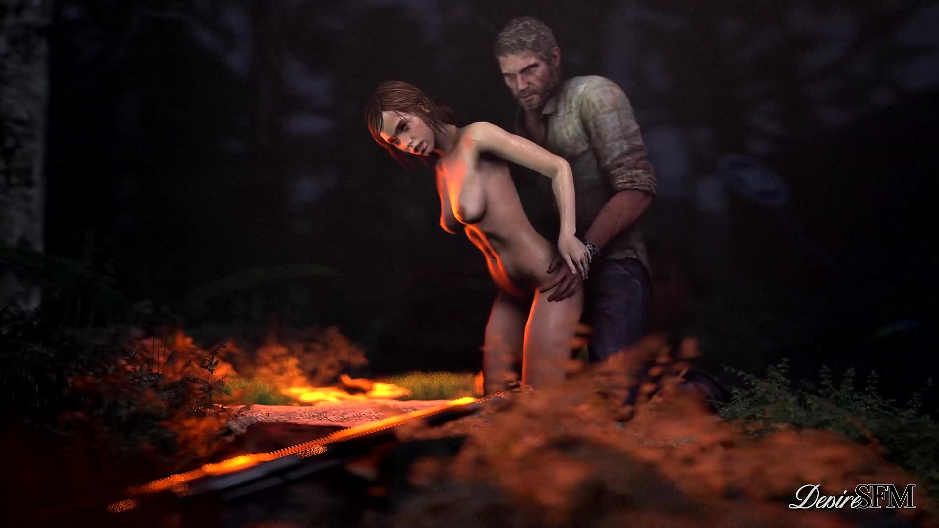 Ellie rides joel's cock by campfire