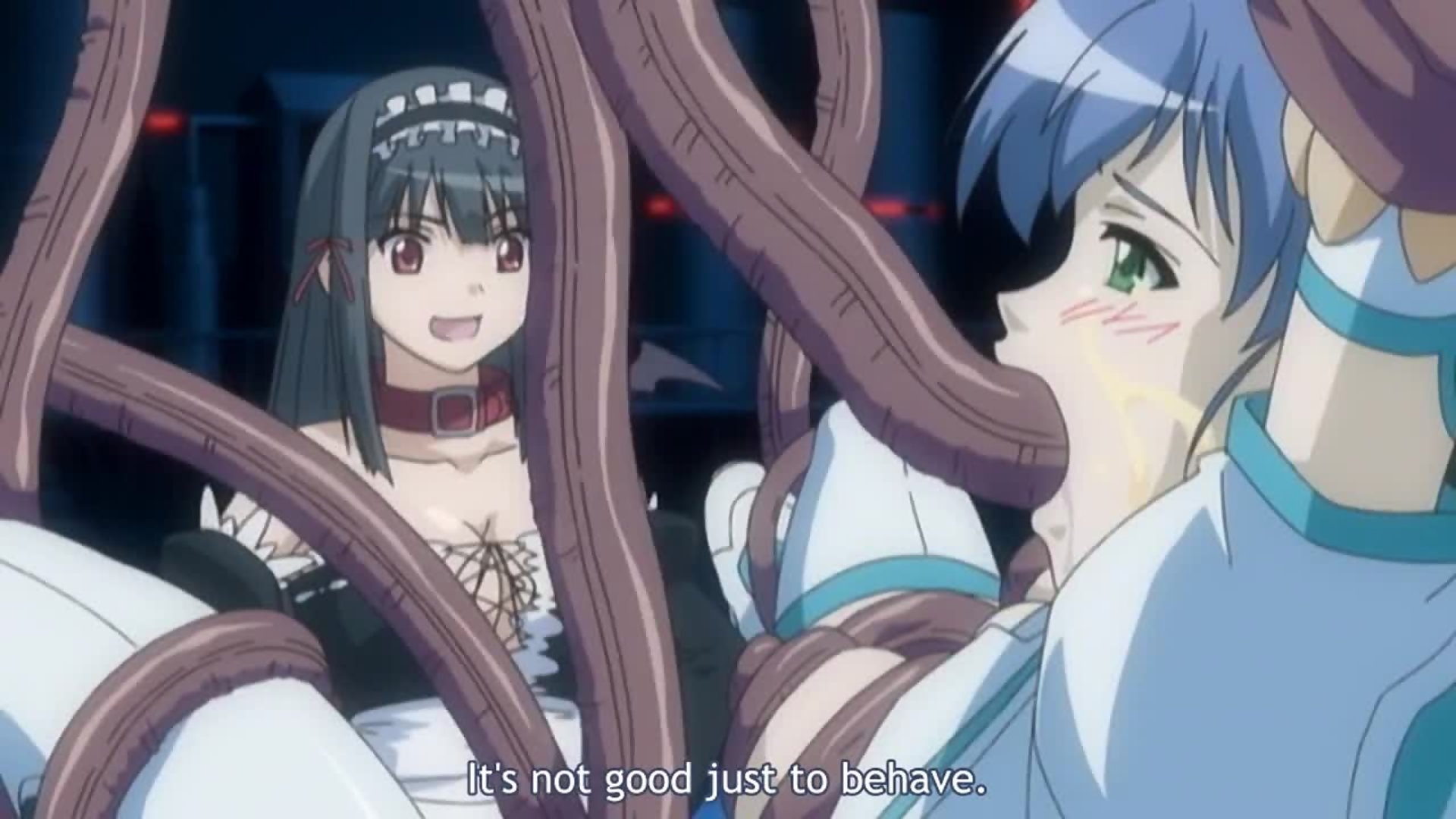 Cute maid gets plugged by hentai demon tentacles