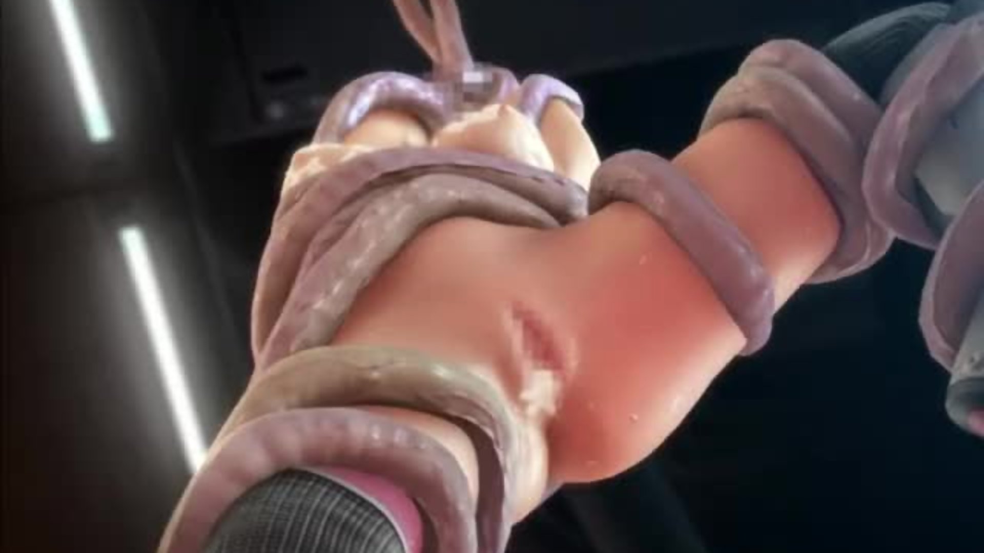 Garota hentai de cabelo rosa amarrada, tentáculos, ecchi, futanari