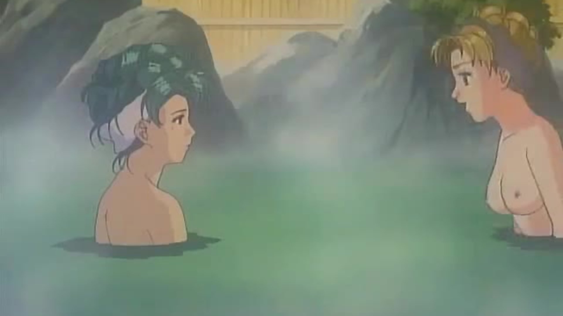 Sexy hentai-frauen heimlich in heißen quellen beobachtet, softcore