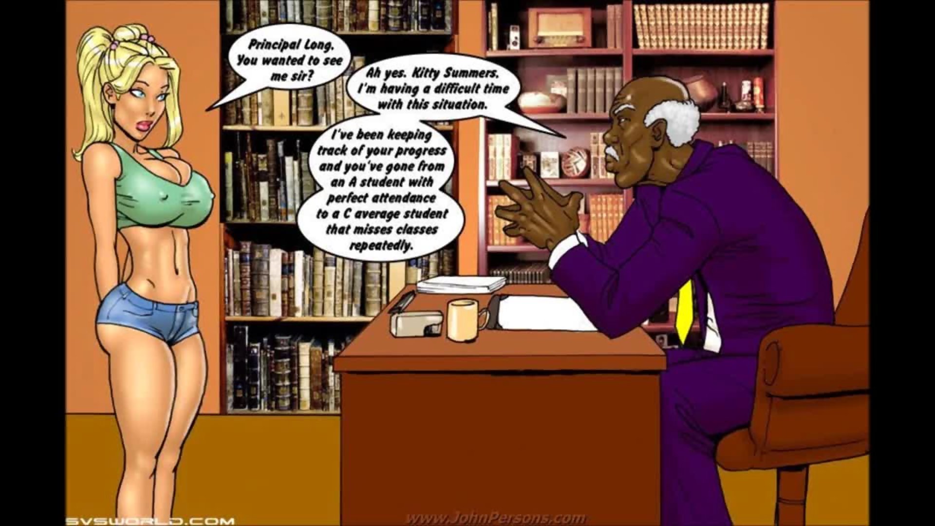 Loura líder de torcida chupa pau negro monstruoso