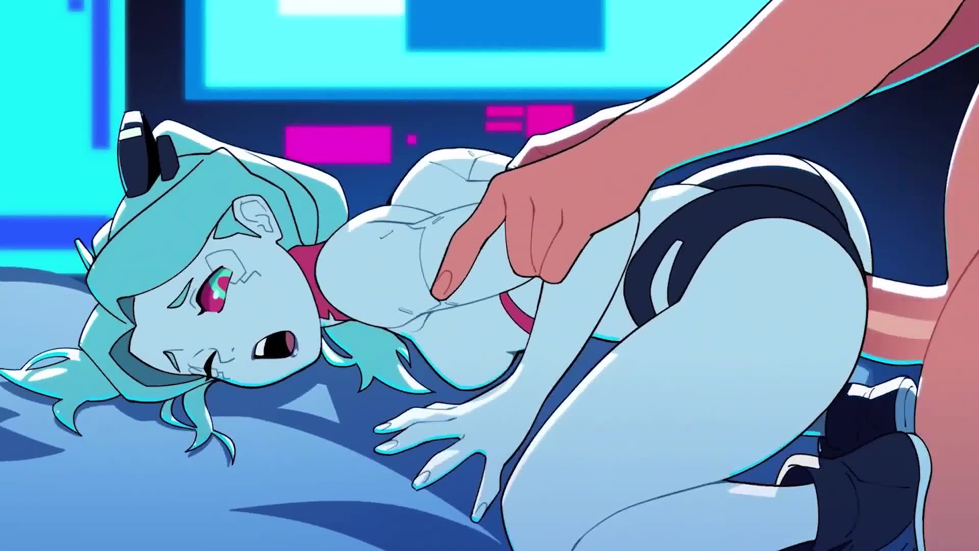 サイバーパンク・レベッカがデイビッドに犯され顔射