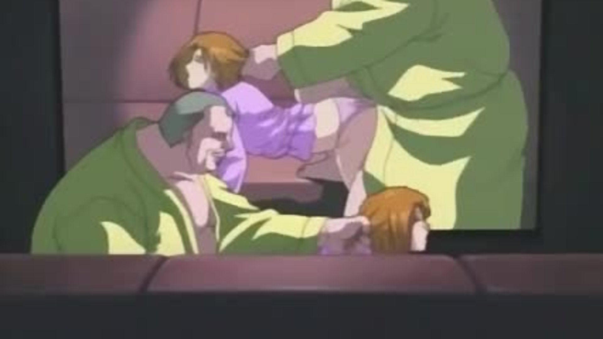 Ugly bastard blackmails anime girl into bj while watching porno