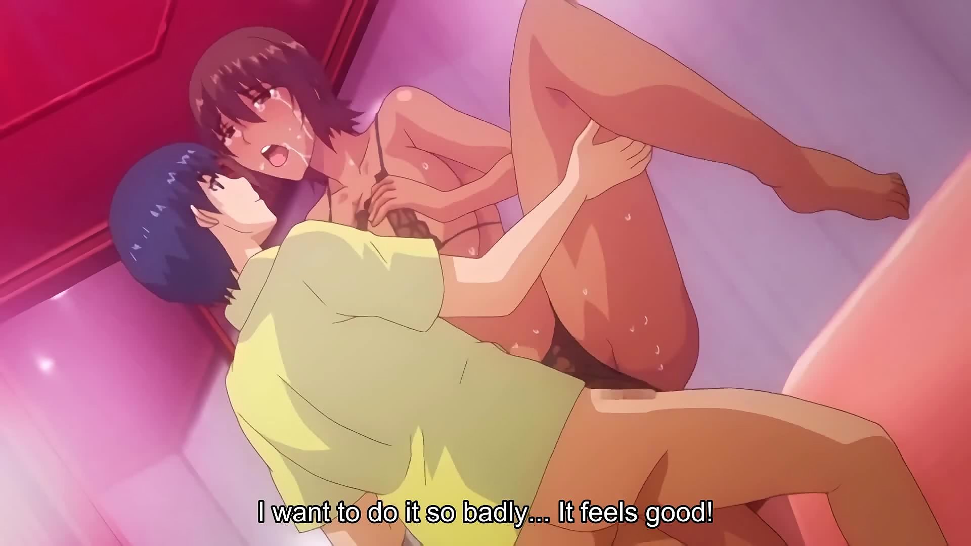 Busty hentai milf catches me stroking and gets bent over sink