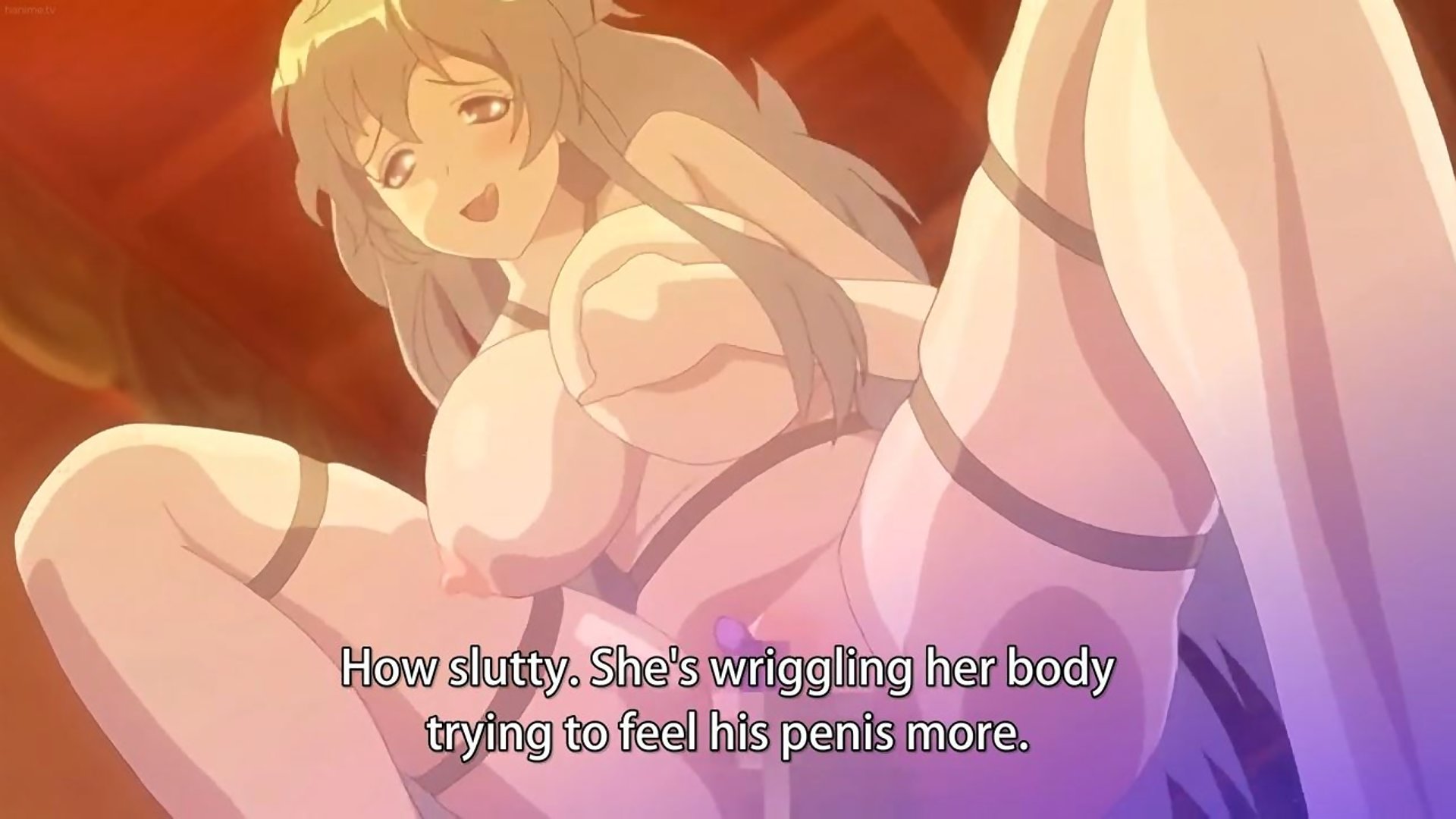 Slutty anime slave tied, ball gagged, and blindfolded for huge cums...