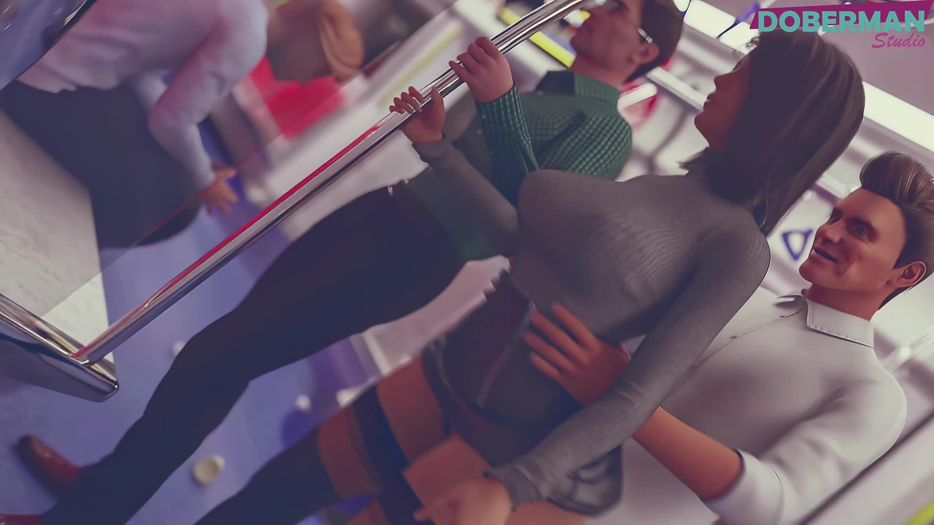 Estranho do metrô goza dentro da esposa vadia enquanto marido assiste