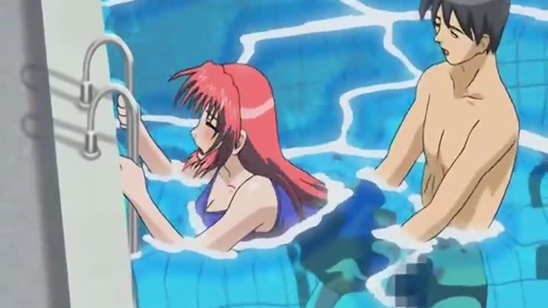 Hentai redhead pool sex underwater while chatting
